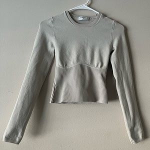 ❌sold❌ Babaton Sculpt Knit Empire Long Sleeve Sweater in Matte Pearl
